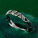 Silver Forest Fairy Ring: Whimsical Vine and Willow Leaf Design