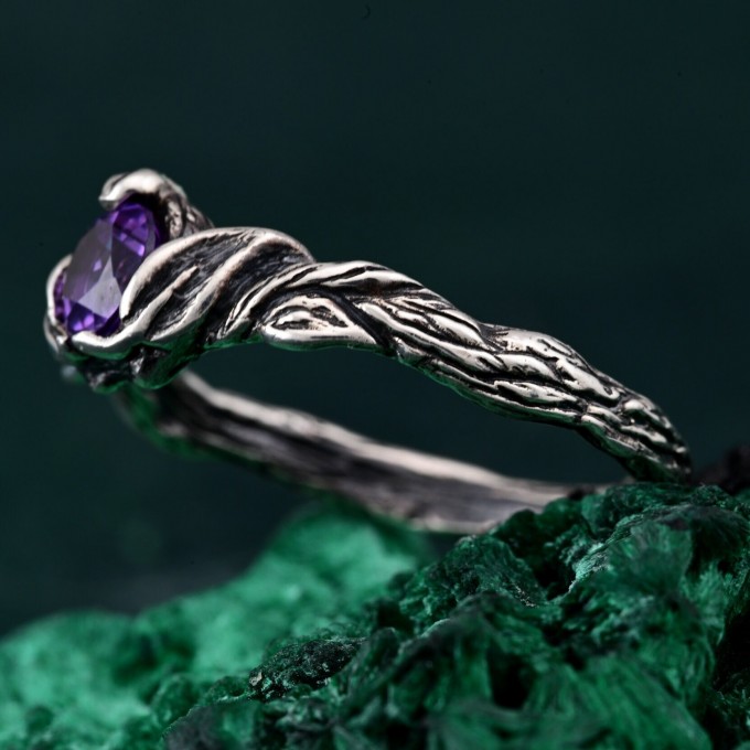 Silver Nature Ring: Nature's Embrace Woodland Promise Ring