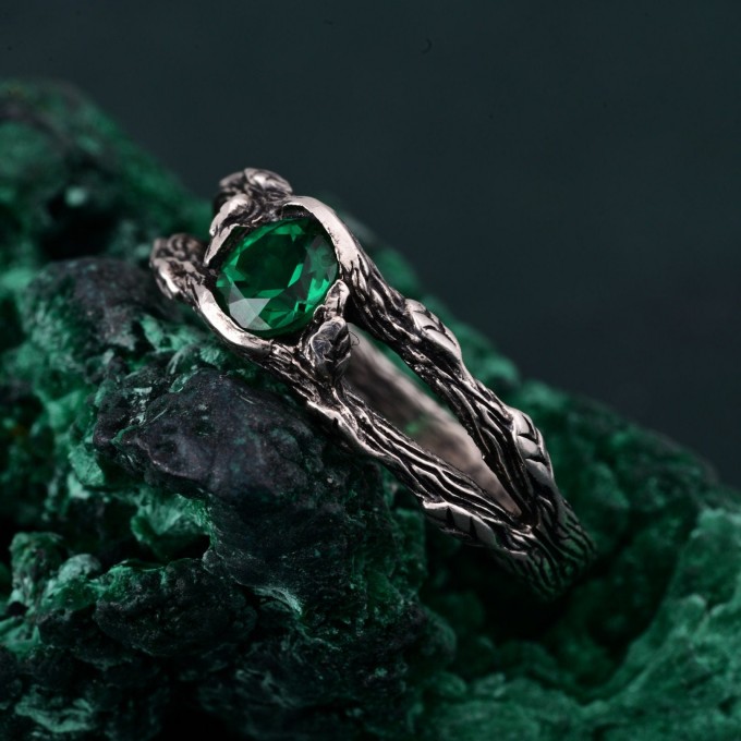 Nightfall Sterling Ring with Shadowed Elegance