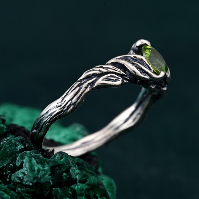 Gothic Elegance Engagement Ring - Nature's Embrace and Woodland Promise Ring