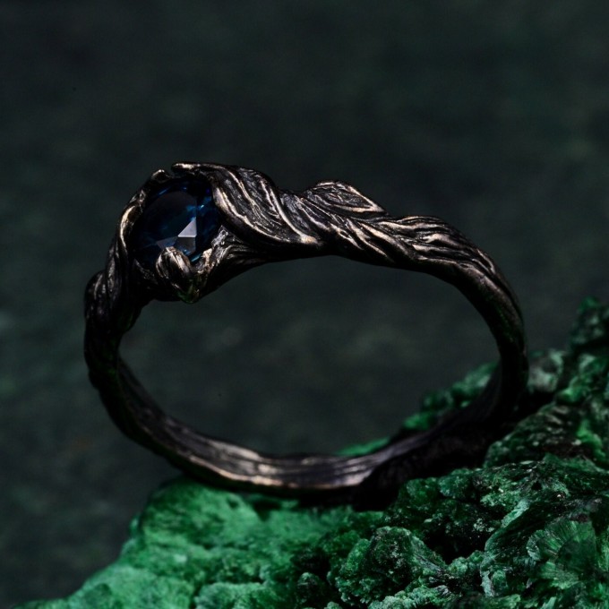 Gothic Noir Sterling Silver Ring - Mystical Darkness Design