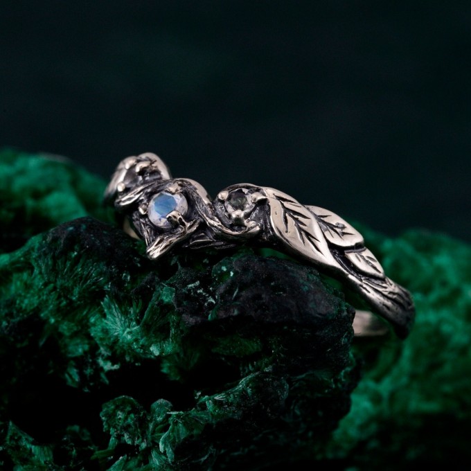 Celestial Petals: Gothic Moonstone Ring