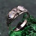 Gothic Silver Ring with Twin Moonstones and Nature Motif