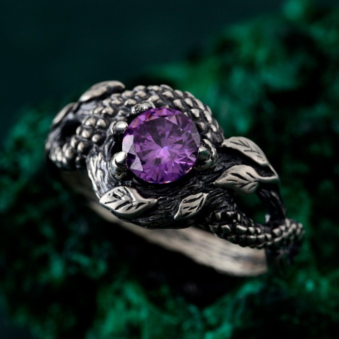 Heart of the Dragon: Gothic Amethyst Ring