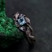 Whispering Leaves: Gothic Blue Topaz Ring