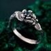 Floral Sterling Silver Ring with Blue Topaz