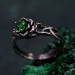 Nature's Embrace Emerald Ring with Lotus and Twisted Branches