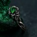 Nature's Embrace Emerald Ring with Lotus and Twisted Branches