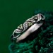 Delicate Leafy Silver Peridot Ring – Graceful Twig and Foliage Band