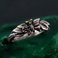 Nature-Inspired Peridot Silver Engagement Ring