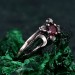 Celestial Silver Moon Ring – Mystic Garnet Lunar Ring, Triple Moon Goddess Ring, Silver Moon Trio, Crescent Goddess Ring, Engagement Ring