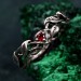 Garnet Twig Silver Ring with Dainty Branch and Petite Leaf Design