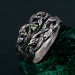 Elegant Silver Peridot Ring Set – Unique Tree-Inspired Wedding Bands for Couples