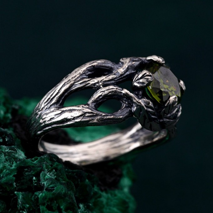 Branch of Love: Unique Branch Design Ring with Stone
