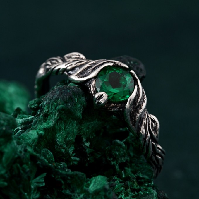 Mystical Darkness Silver Ring - Gothic Elegance Engagement Ring