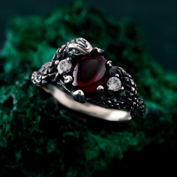 Thorn Snake Ring – Goth Serpent Design, Silver Dragon Scale Jewelry, Fantasy Serpents of the Thorns Style Accessory