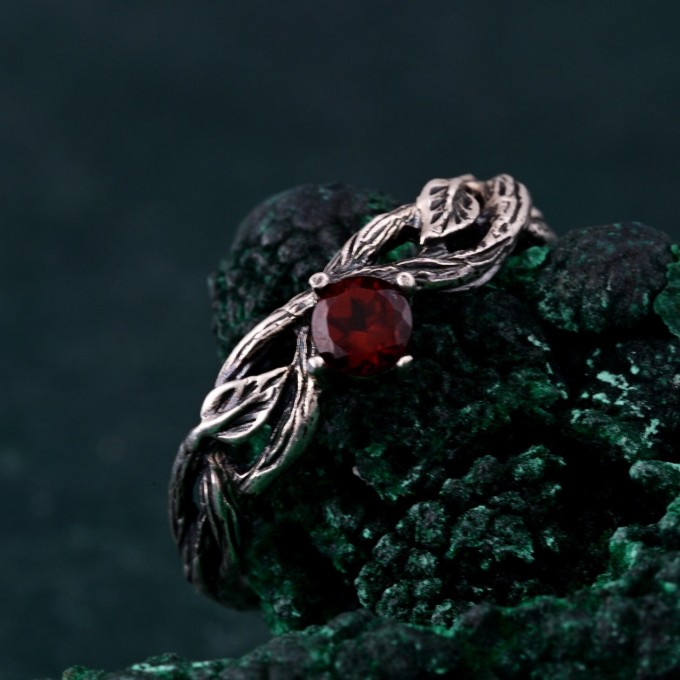 Flame of the Forest: Gothic Garnet Ring