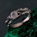 Gothic Silver Ring with Moonstone and Nature Motif