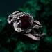 Garnet Serpent Ring with Vintage Dragon Scale Design