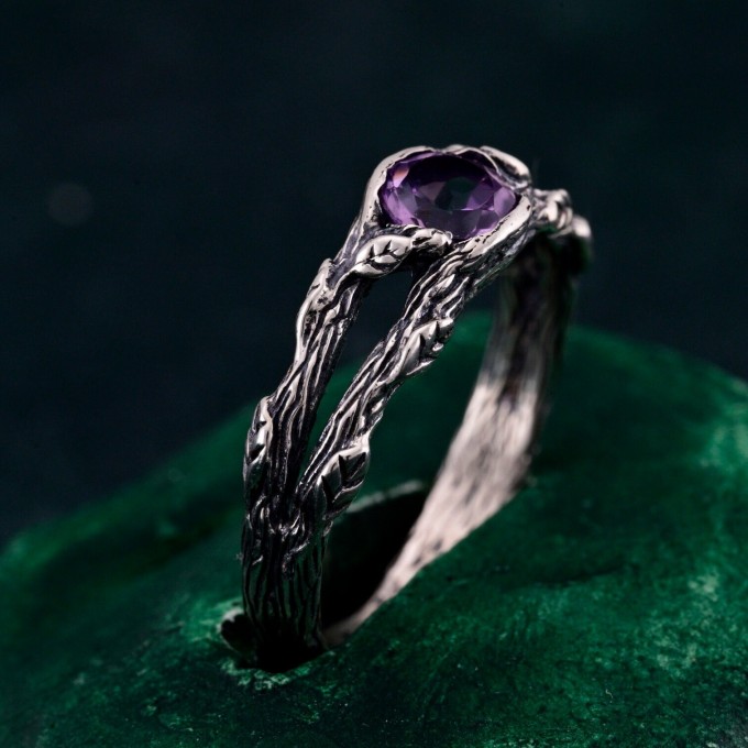 Shadowed Elegance Ring: Gothic Noir Silver Band