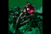 Mystical Forest Ring, Forest Ring with Ruby, Ring of Natural Beauty, Ring with Branch and Blossom, Leafy Engagement Ring