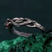 Leafy Branch with Garnet Ring – Nature-Inspired Silver Twig Jewelry