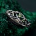 Charming Peridot Silver Twig Ring - Unique Nature-Inspired Wedding Band