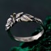 Unique Peridot Twig Engagement Ring - Nature-Inspired Sterling Silver Design with Butterfly