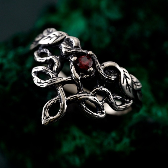 Enchanted Forest Ring - Braided Silver Band for Fantasy Engagement