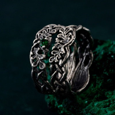 Celtic Woodland Wedding Rings, Oak & Acorn Love Bands, Nature's Embrace Wedding Bands, Enchanted Forest Wedding Rings, Rings his and her