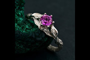 Nature-Inspired Bridal Band, Symbolic Commitment Ring with Intricate Botanical Design, Enchanted Forest Theme Jewelry