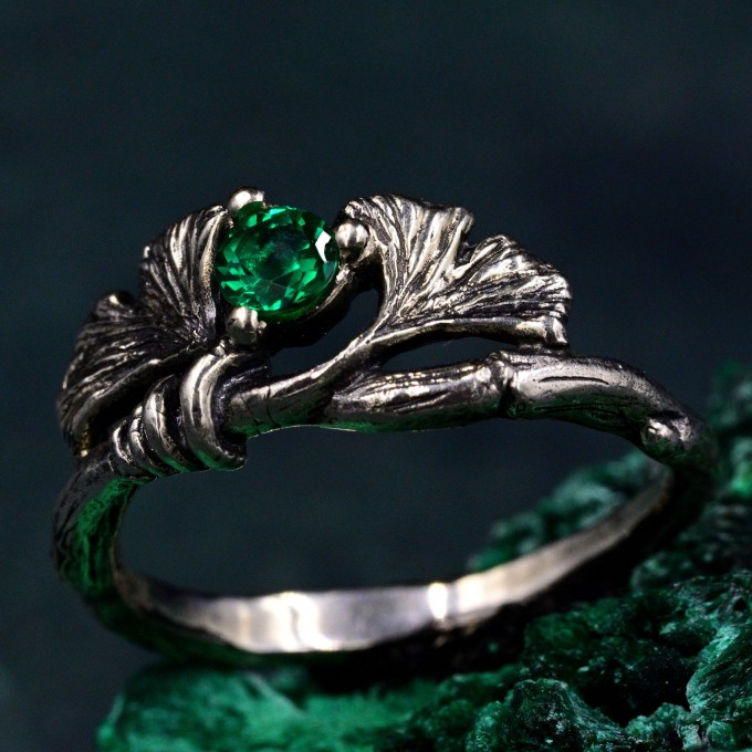 Unique Ginkgo Biloba Ring – Boho Style Silver Ring Featuring Ginkgo Leaves, Perfect Botanical Jewelry for Nature Lovers