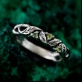 Silver Forest Fairy Ring: Whimsical Vine and Willow Leaf Design