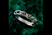 Silver Forest Fairy Ring - Whimsical Vine & Willow Leaf Design, Nature-Inspired Elegance
