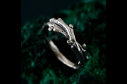 Unique Leaf and Branch Silver Ring - Handcrafted, Eco-Friendly Gothic Wedding Band