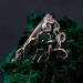 Gothic Silver Ring with Emerald and Celtic Knot Motif