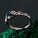 Gothic Silver Ring with Sapphire and Flowing Design