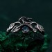 Unisex Gothic Wedding Ring – Witchy Statement Ring with Ruby, Silver Geometric Design, Unique Gothic Jewelry for All Genders