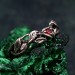 Garnet Twig Silver Ring with Dainty Branch and Petite Leaf Design