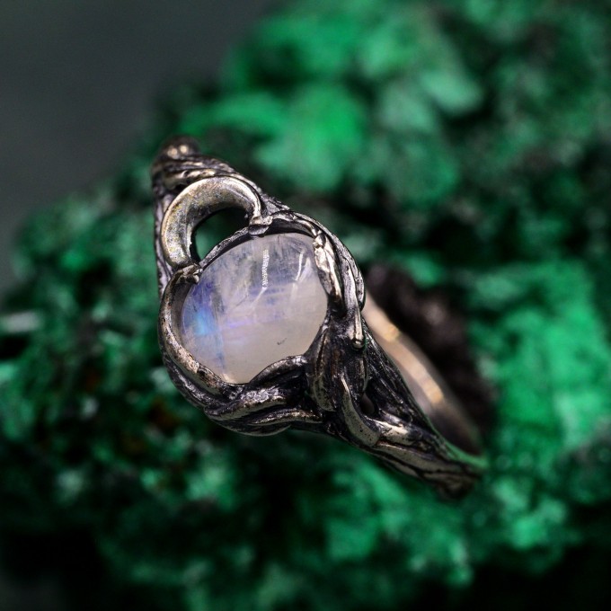 Moon Phase Silver Ring & Nature Inspired Twig Engagement Ring