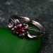 Gothic Silver Ring with Garnet and Moon Phases Design