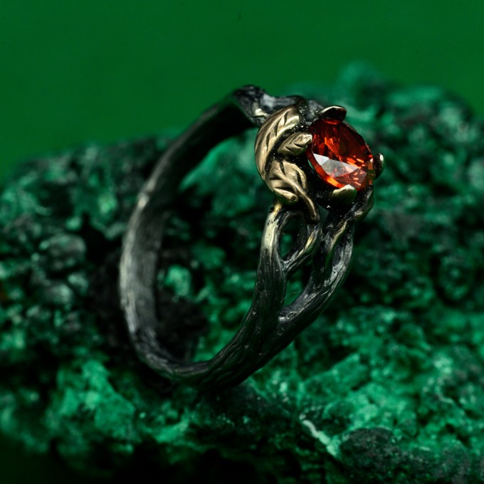 Threads of Fire: Gothic Garnet Ring