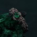 Emerald Blossom Silver Ring – Nature's Elegance with Floral Twig Accent, Dainty Branch Delight Ring Featuring Flower on Silver Twig