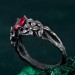 Crimson Blossom: Gothic Sterling Silver Ring with Radiant Ruby