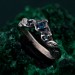 Whispers of Dusk: Gothic Leaf Sapphire Ring