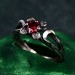 Celestial Silver Moon Ring – Mystic Garnet Lunar Ring, Triple Moon Goddess Ring, Silver Moon Trio, Crescent Goddess Ring, Engagement Ring