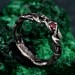 Woodland Fairycore Silver Eternity Ring – Men's Leafy Vine Engagement Band, Braided Tree Branch Silver Ring, Leaf Design Band