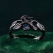 Unisex Gothic Wedding Ring – Witchy Statement Ring with Ruby, Silver Geometric Design, Unique Gothic Jewelry for All Genders