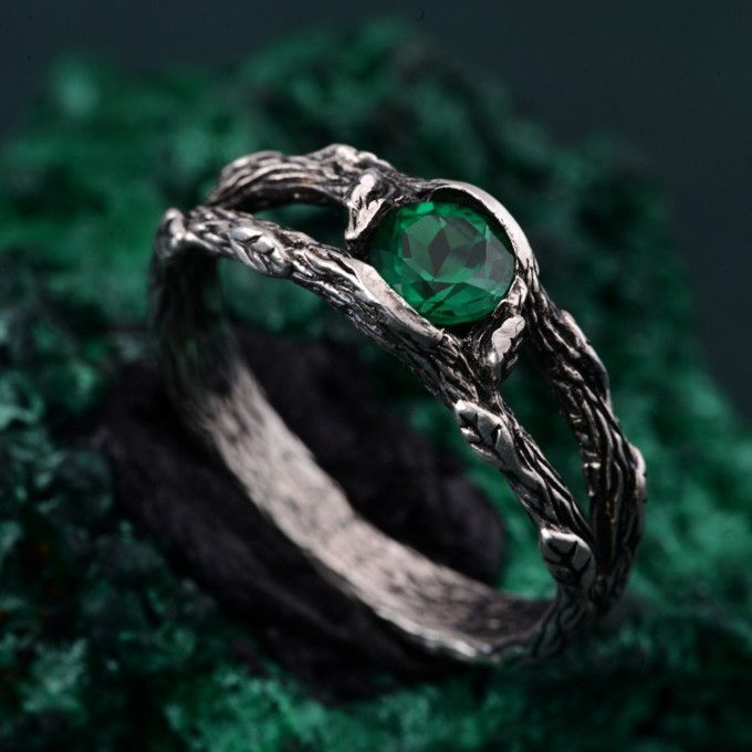 Nightfall Sterling Ring with Shadowed Elegance