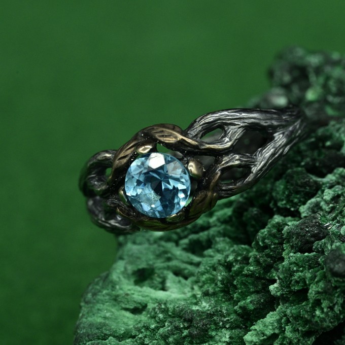 Silver Fairy Twig Engagement Ring: Elvish Leaf Braid Design